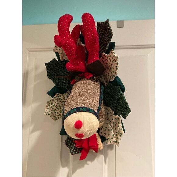 Handmade Christmas Decoration Sock Reindeer Moose Cute Unique Holiday Decor - Picture 1 of 16
